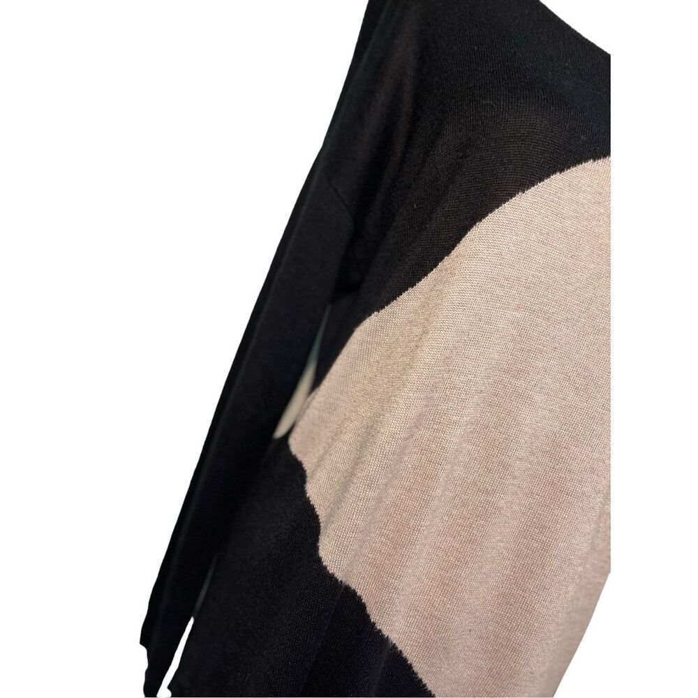 joan vass black and tan color block asymmetrical knit sweater - M - Picture 3 of 9